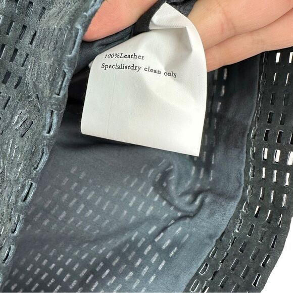 Ksubi Perforated Short 100% Leather Suede NWT Charcoal Small - Picture 6 of 7